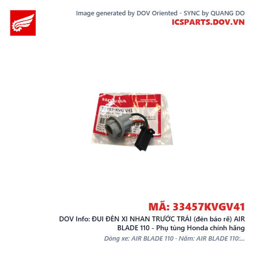 ĐUI ĐÈN XI NHAN TRƯỚC TRÁI (đèn báo rẽ) AIR BLADE 110 - Phụ tùng Honda chính hãng