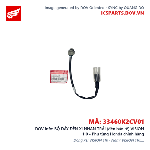 BỘ DÂY ĐÈN XI NHAN TRÁI (đèn báo rẽ) VISION 110 - Phụ tùng Honda chính hãng