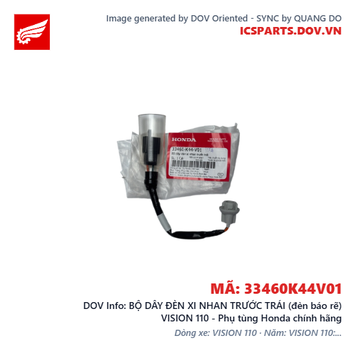 BỘ DÂY ĐÈN XI NHAN TRƯỚC TRÁI (đèn báo rẽ) VISION 110 - Phụ tùng Honda chính hãng