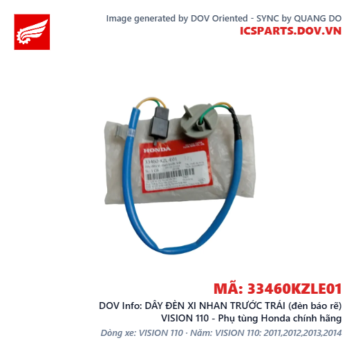 DÂY ĐÈN XI NHAN TRƯỚC TRÁI (đèn báo rẽ) VISION 110 - Phụ tùng Honda chính hãng