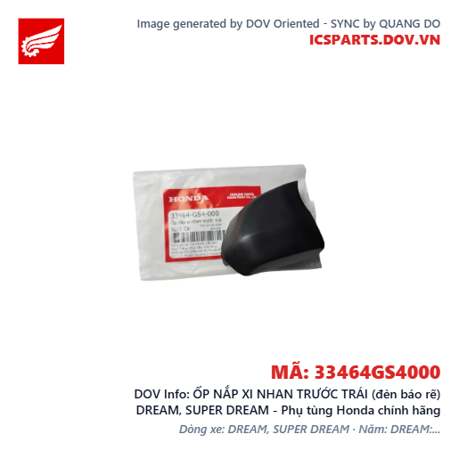 ỐP NẮP XI NHAN TRƯỚC TRÁI (đèn báo rẽ) DREAM, SUPER DREAM - Phụ tùng Honda chính hãng