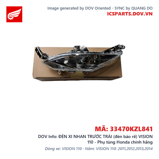 ĐÈN XI NHAN TRƯỚC TRÁI (đèn báo rẽ) VISION 110 - Phụ tùng Honda chính hãng