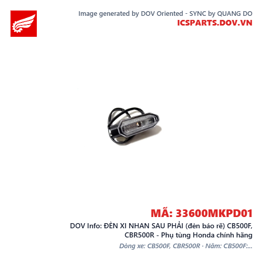 ĐÈN XI NHAN SAU PHẢI (đèn báo rẽ) CB500F, CBR500R - Phụ tùng Honda chính hãng