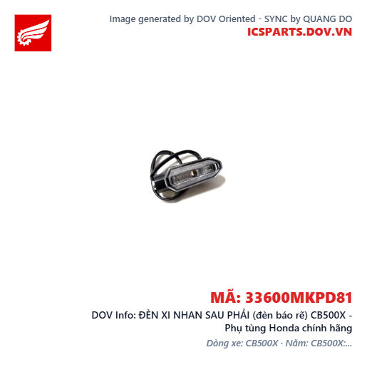 ĐÈN XI NHAN SAU PHẢI (đèn báo rẽ) CB500X - Phụ tùng Honda chính hãng