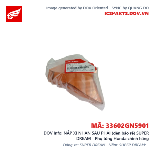 NẮP XI NHAN SAU PHẢI (đèn báo rẽ) SUPER DREAM - Phụ tùng Honda chính hãng