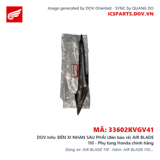 ĐÈN XI NHAN SAU PHẢI (đèn báo rẽ) AIR BLADE 110 - Phụ tùng Honda chính hãng