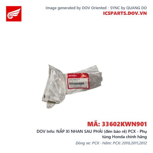 NẮP XI NHAN SAU PHẢI (đèn báo rẽ) PCX - Phụ tùng Honda chính hãng