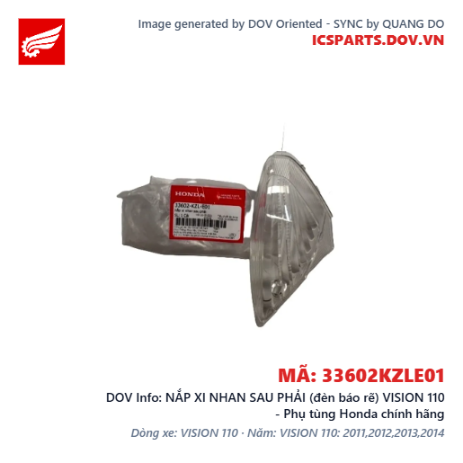 NẮP XI NHAN SAU PHẢI (đèn báo rẽ) VISION 110 - Phụ tùng Honda chính hãng