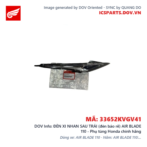 ĐÈN XI NHAN SAU TRÁI (đèn báo rẽ) AIR BLADE 110 - Phụ tùng Honda chính hãng