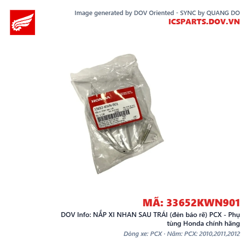 NẮP XI NHAN SAU TRÁI (đèn báo rẽ) PCX - Phụ tùng Honda chính hãng
