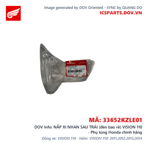 NẮP XI NHAN SAU TRÁI (đèn báo rẽ) VISION 110 - Phụ tùng Honda chính hãng