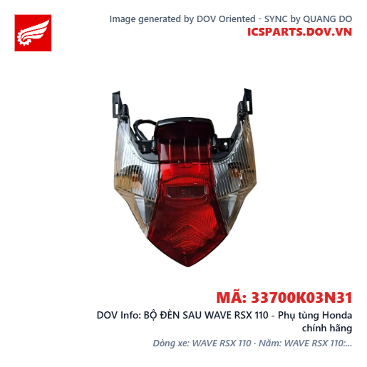 BỘ ĐÈN SAU WAVE RSX 110 - Phụ tùng Honda chính hãng