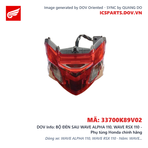 BỘ ĐÈN SAU WAVE ALPHA 110, WAVE RSX 110 - Phụ tùng Honda chính hãng
