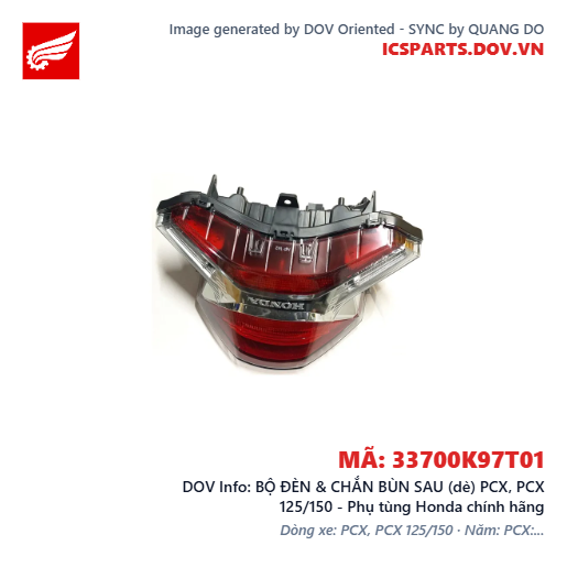BỘ ĐÈN & CHẮN BÙN SAU (dè) PCX, PCX 125/150 - Phụ tùng Honda chính hãng