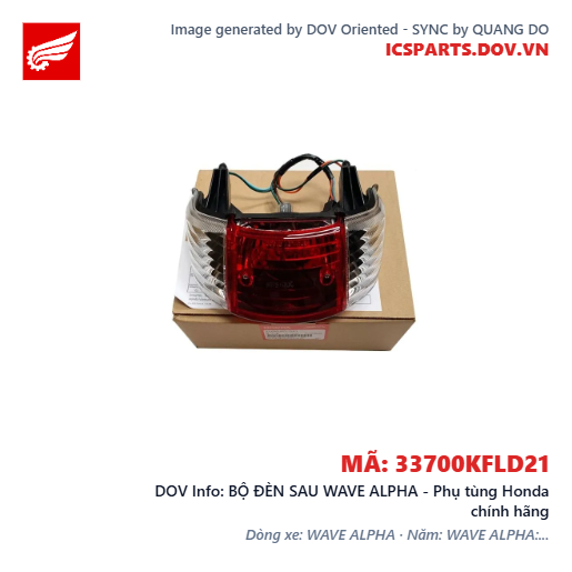 BỘ ĐÈN SAU WAVE ALPHA - Phụ tùng Honda chính hãng