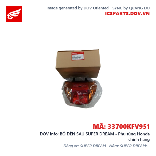 BỘ ĐÈN SAU SUPER DREAM - Phụ tùng Honda chính hãng