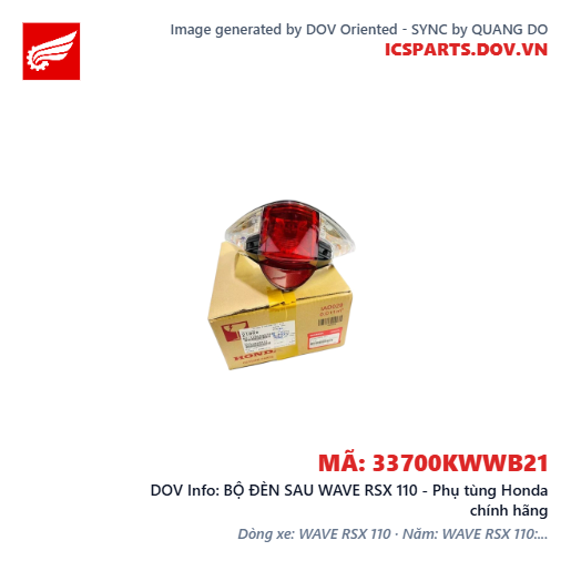BỘ ĐÈN SAU WAVE RSX 110 - Phụ tùng Honda chính hãng
