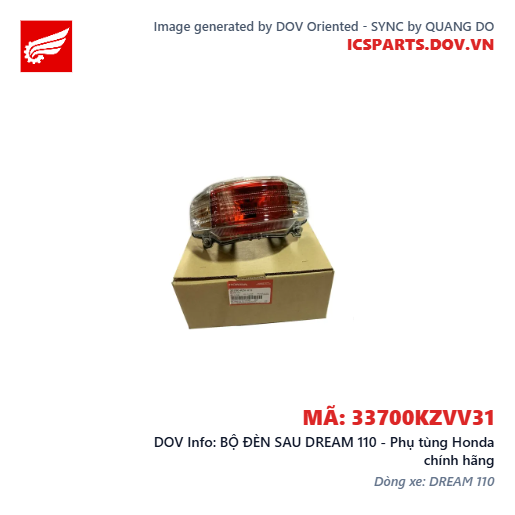 BỘ ĐÈN SAU DREAM 110 - Phụ tùng Honda chính hãng