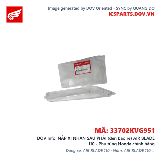NẮP XI NHAN SAU PHẢI (đèn báo rẽ) AIR BLADE 110 - Phụ tùng Honda chính hãng