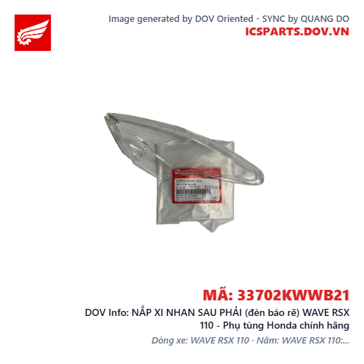 NẮP XI NHAN SAU PHẢI (đèn báo rẽ) WAVE RSX 110 - Phụ tùng Honda chính hãng