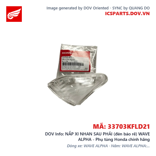 NẮP XI NHAN SAU PHẢI (đèn báo rẽ) WAVE ALPHA - Phụ tùng Honda chính hãng