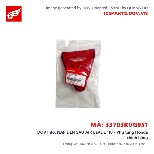 NẮP ĐÈN SAU AIR BLADE 110 - Phụ tùng Honda chính hãng