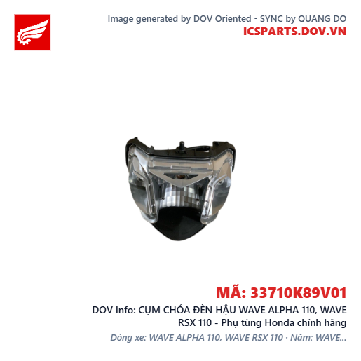 CỤM CHÓA ĐÈN HẬU WAVE ALPHA 110, WAVE RSX 110 - Phụ tùng Honda chính hãng
