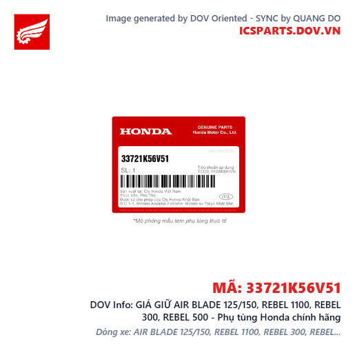 GIÁ GIỮ AIR BLADE 125/150, REBEL 1100, REBEL 300, REBEL 500 - Phụ tùng Honda chính hãng