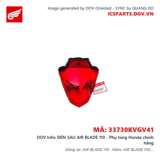 ĐÈN SAU AIR BLADE 110 - Phụ tùng Honda chính hãng