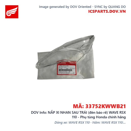 NẮP XI NHAN SAU TRÁI (đèn báo rẽ) WAVE RSX 110 - Phụ tùng Honda chính hãng