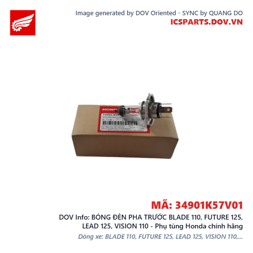 BÓNG ĐÈN PHA TRƯỚC BLADE 110, FUTURE 125, LEAD 125, VISION 110 - Phụ tùng Honda chính hãng