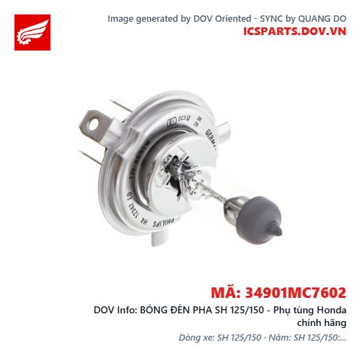 BÓNG ĐÈN PHA SH 125/150 - Phụ tùng Honda chính hãng