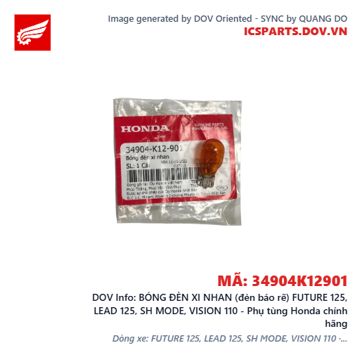 BÓNG ĐÈN XI NHAN (đèn báo rẽ) FUTURE 125, LEAD 125, SH MODE, VISION 110 - Phụ tùng Honda chính hãng