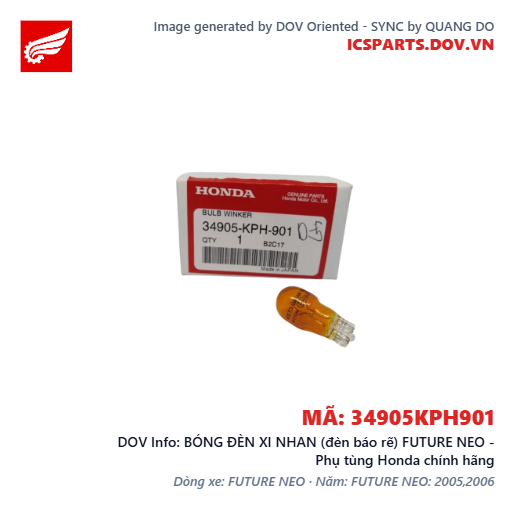 BÓNG ĐÈN XI NHAN (đèn báo rẽ) FUTURE NEO - Phụ tùng Honda chính hãng