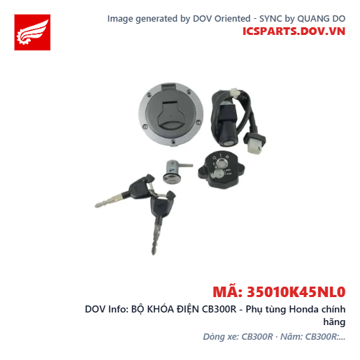 BỘ KHÓA ĐIỆN CB300R - Phụ tùng Honda chính hãng