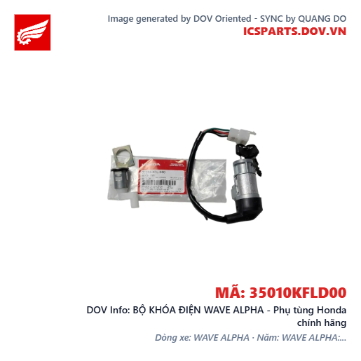 BỘ KHÓA ĐIỆN WAVE ALPHA - Phụ tùng Honda chính hãng