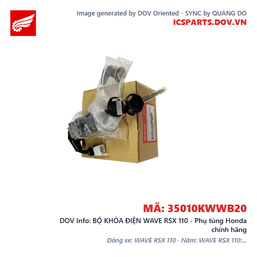 BỘ KHÓA ĐIỆN WAVE RSX 110 - Phụ tùng Honda chính hãng