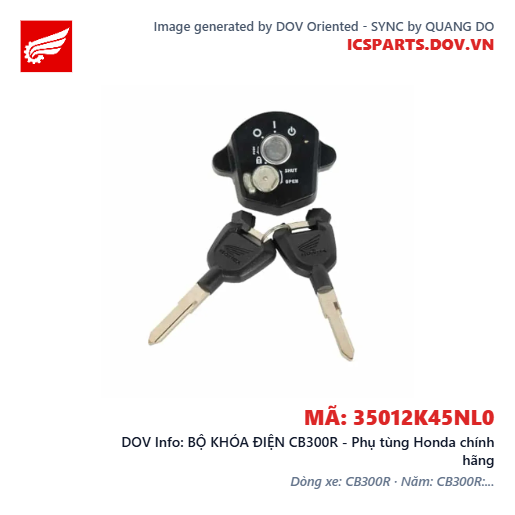 BỘ KHÓA ĐIỆN CB300R - Phụ tùng Honda chính hãng