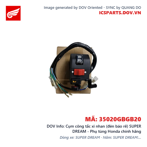 Cụm công tắc xi nhan (đèn báo rẽ) SUPER DREAM - Phụ tùng Honda chính hãng