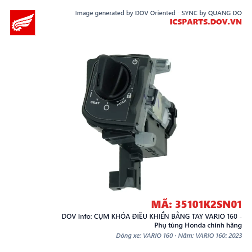 CỤM KHÓA ĐIỀU KHIỂN BẰNG TAY VARIO 160 - Phụ tùng Honda chính hãng