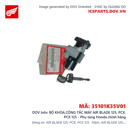 BỘ KHÓA,CÔNG TẮC MÁY AIR BLADE 125, PCX, PCX 125 - Phụ tùng Honda chính hãng