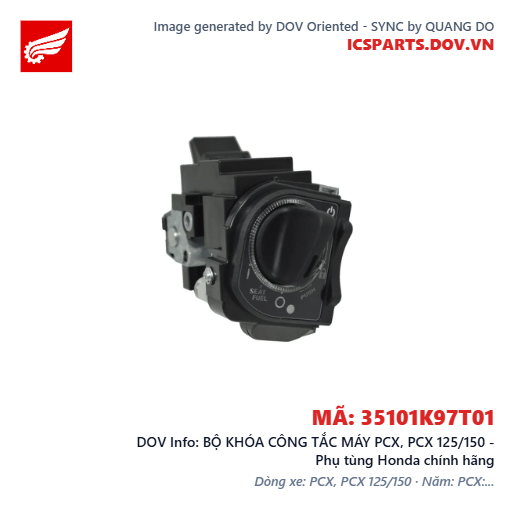 BỘ KHÓA CÔNG TẮC MÁY PCX, PCX 125/150 - Phụ tùng Honda chính hãng