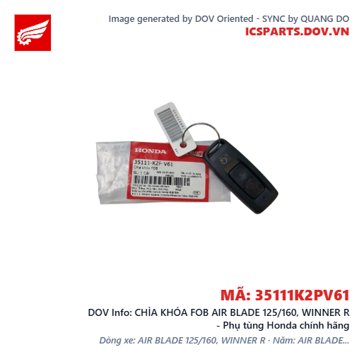 CHÌA KHÓA FOB AIR BLADE 125/160, WINNER R - Phụ tùng Honda chính hãng