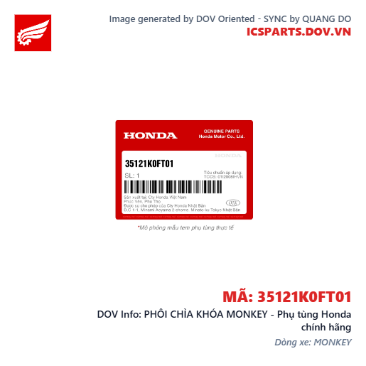 PHÔI CHÌA KHÓA MONKEY - Phụ tùng Honda chính hãng