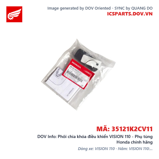 Phôi chìa khóa điều khiển VISION 110 - Phụ tùng Honda chính hãng