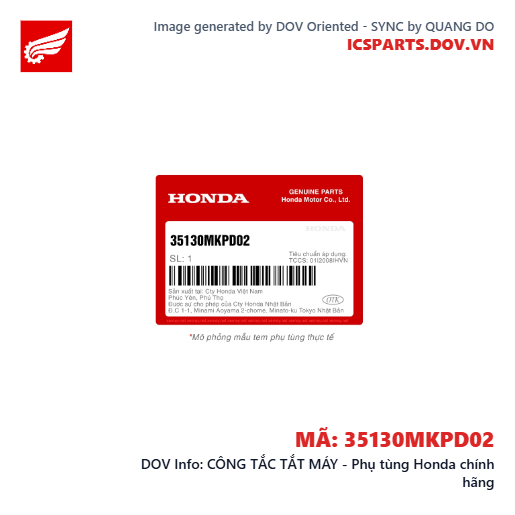 CÔNG TẮC TẮT MÁY - Phụ tùng Honda chính hãng