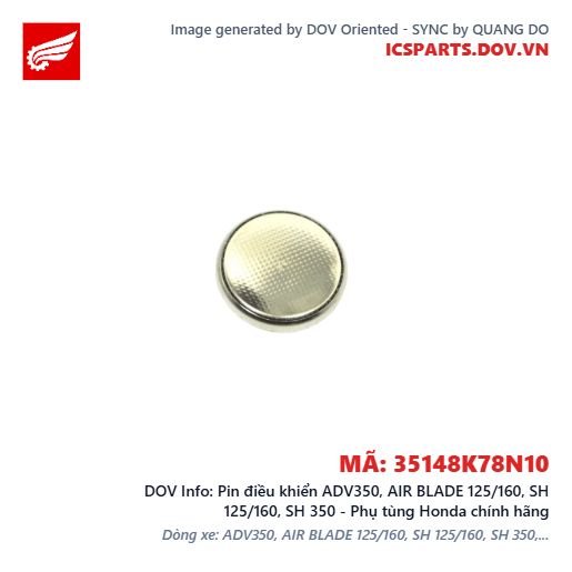 Pin điều khiển ADV350, AIR BLADE 125/160, SH 125/160, SH 350 - Phụ tùng Honda chính hãng