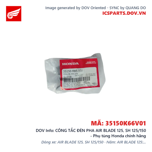 CÔNG TẮC ĐÈN PHA AIR BLADE 125, SH 125/150 - Phụ tùng Honda chính hãng
