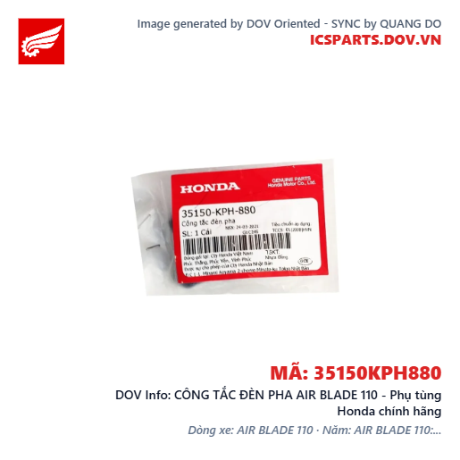 CÔNG TẮC ĐÈN PHA AIR BLADE 110 - Phụ tùng Honda chính hãng