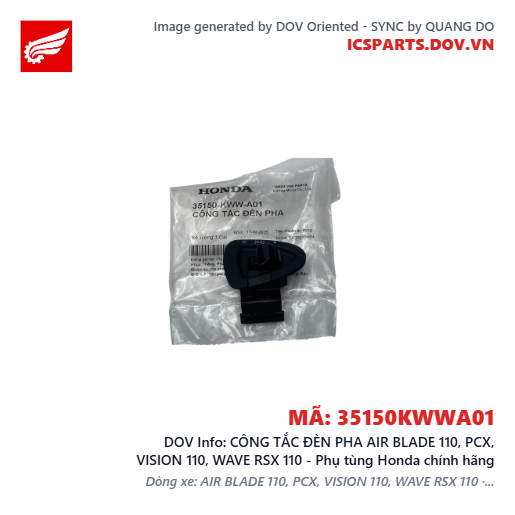 CÔNG TẮC ĐÈN PHA AIR BLADE 110, PCX, VISION 110, WAVE RSX 110 - Phụ tùng Honda chính hãng